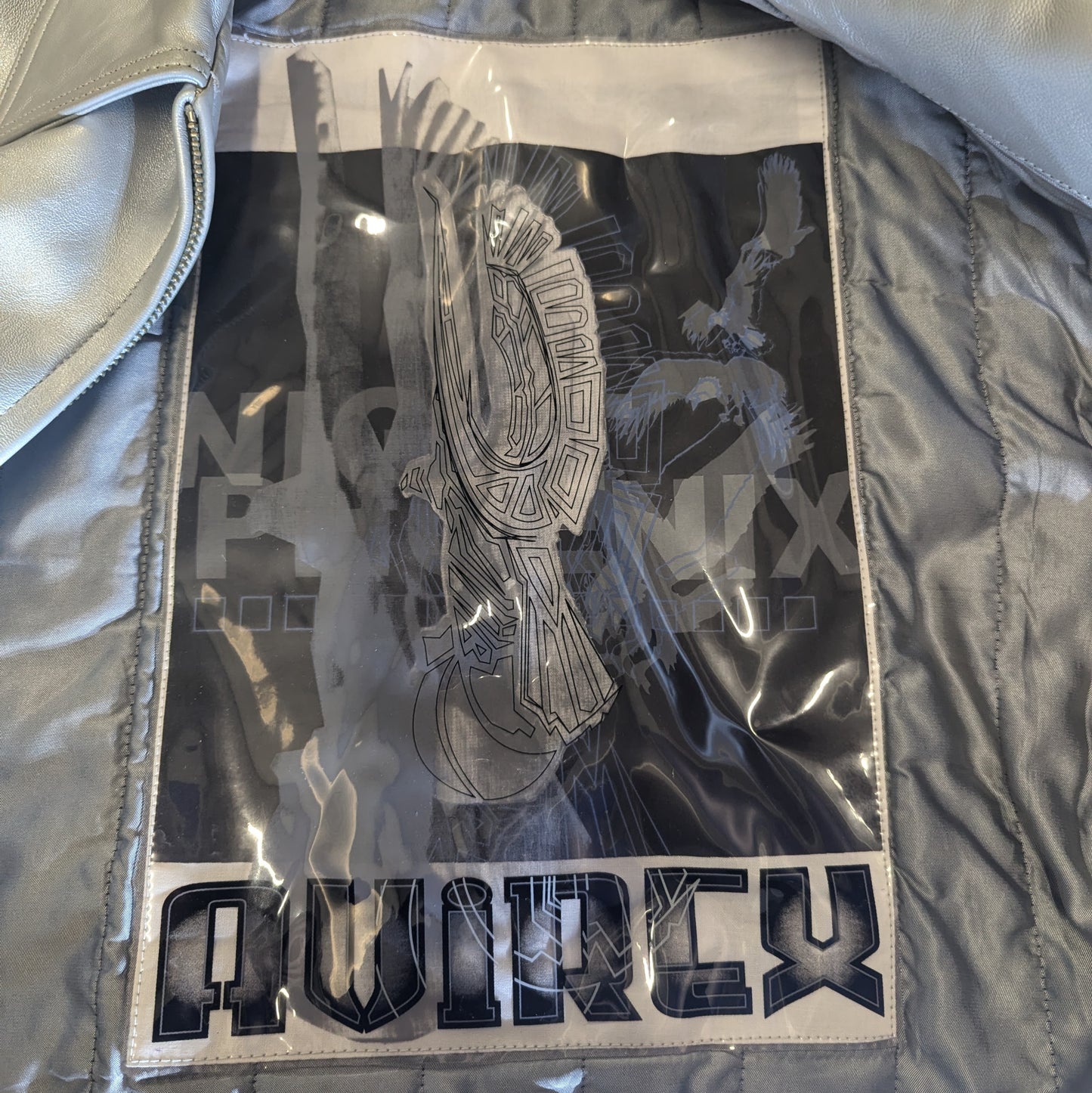 Veste en cuir argent Avirex