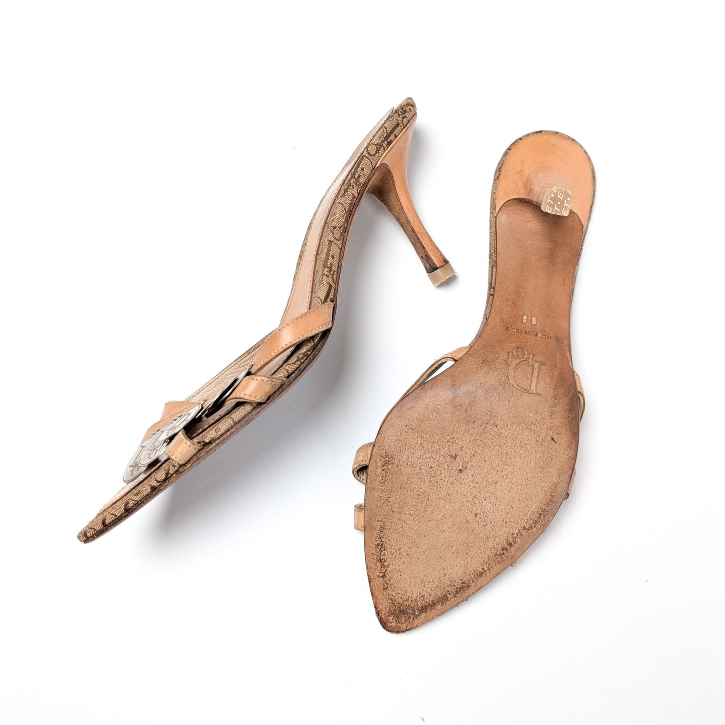 Mules monogramme ornées de pièces Dior par Galliano - EU38|UK5|US7