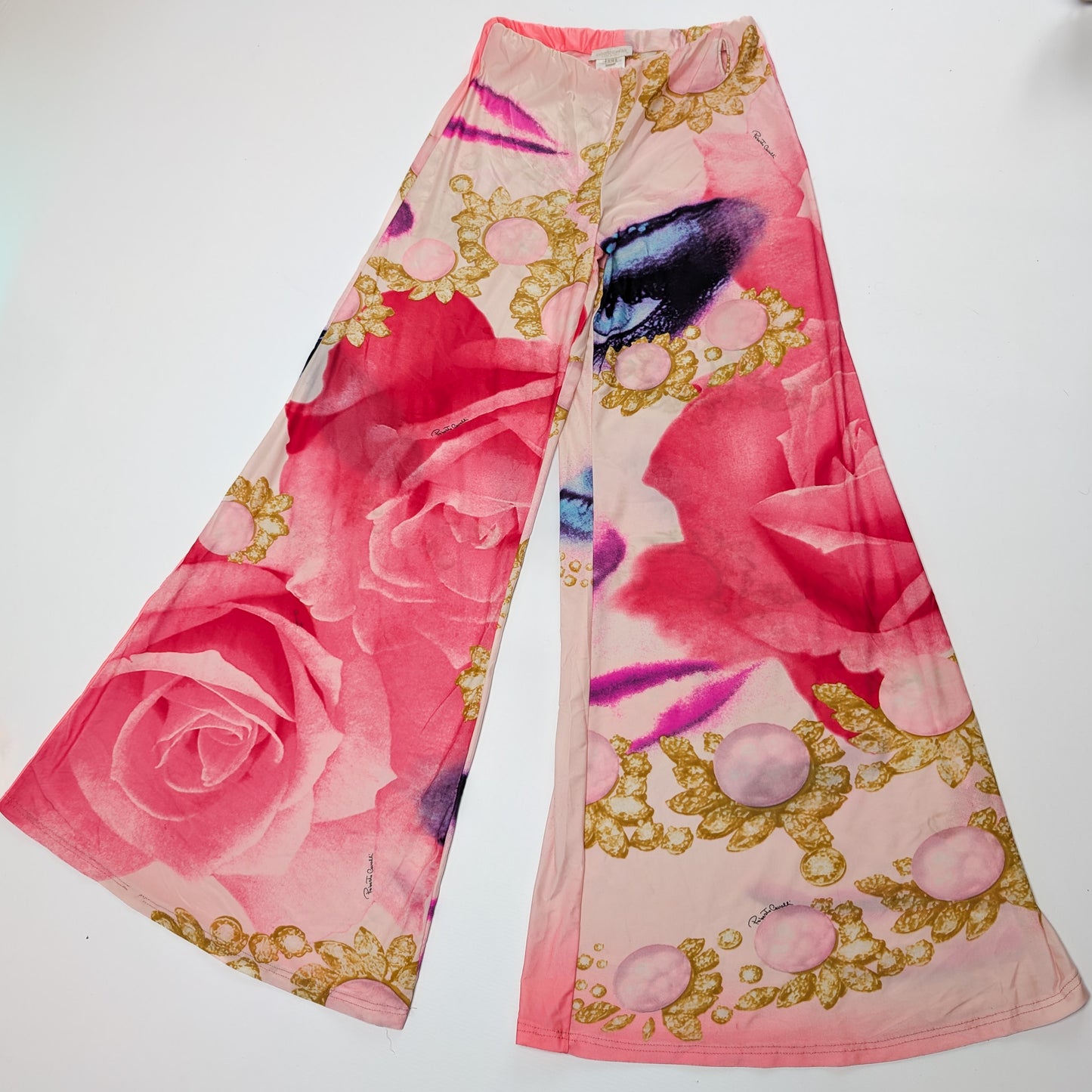 Pantalon soie Roberto Cavalli visage Elizabeth Taylor - S/S 2001