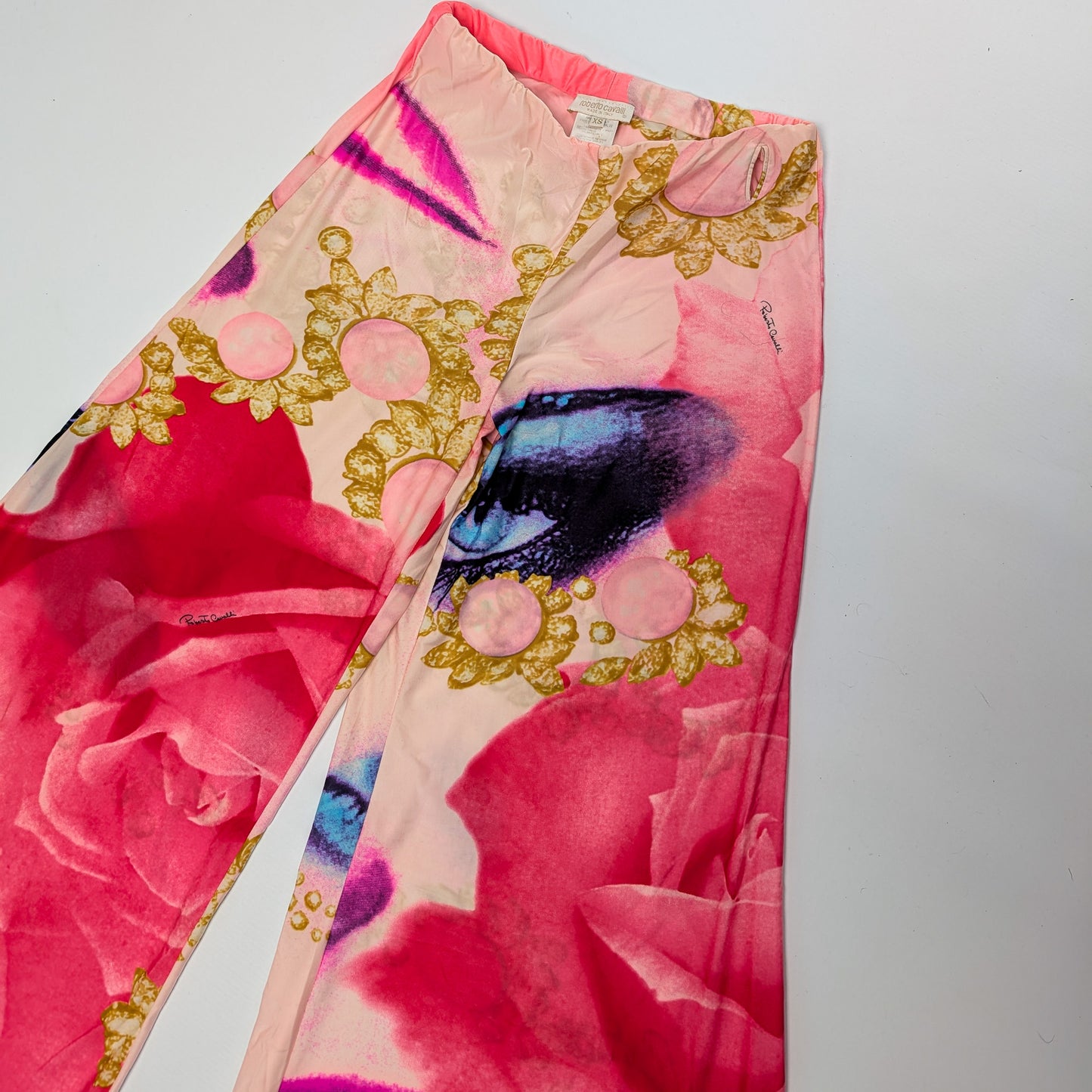 Pantalon soie Roberto Cavalli visage Elizabeth Taylor - S/S 2001