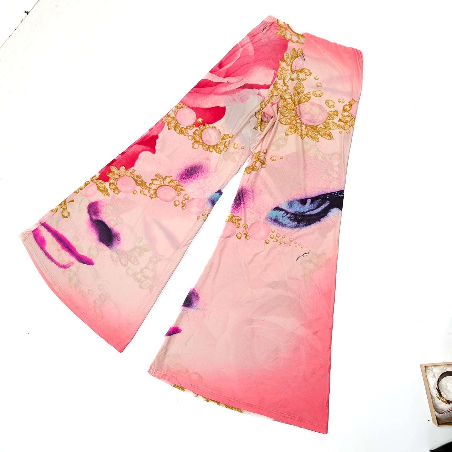 Pantalon soie Roberto Cavalli visage Elizabeth Taylor - S/S 2001