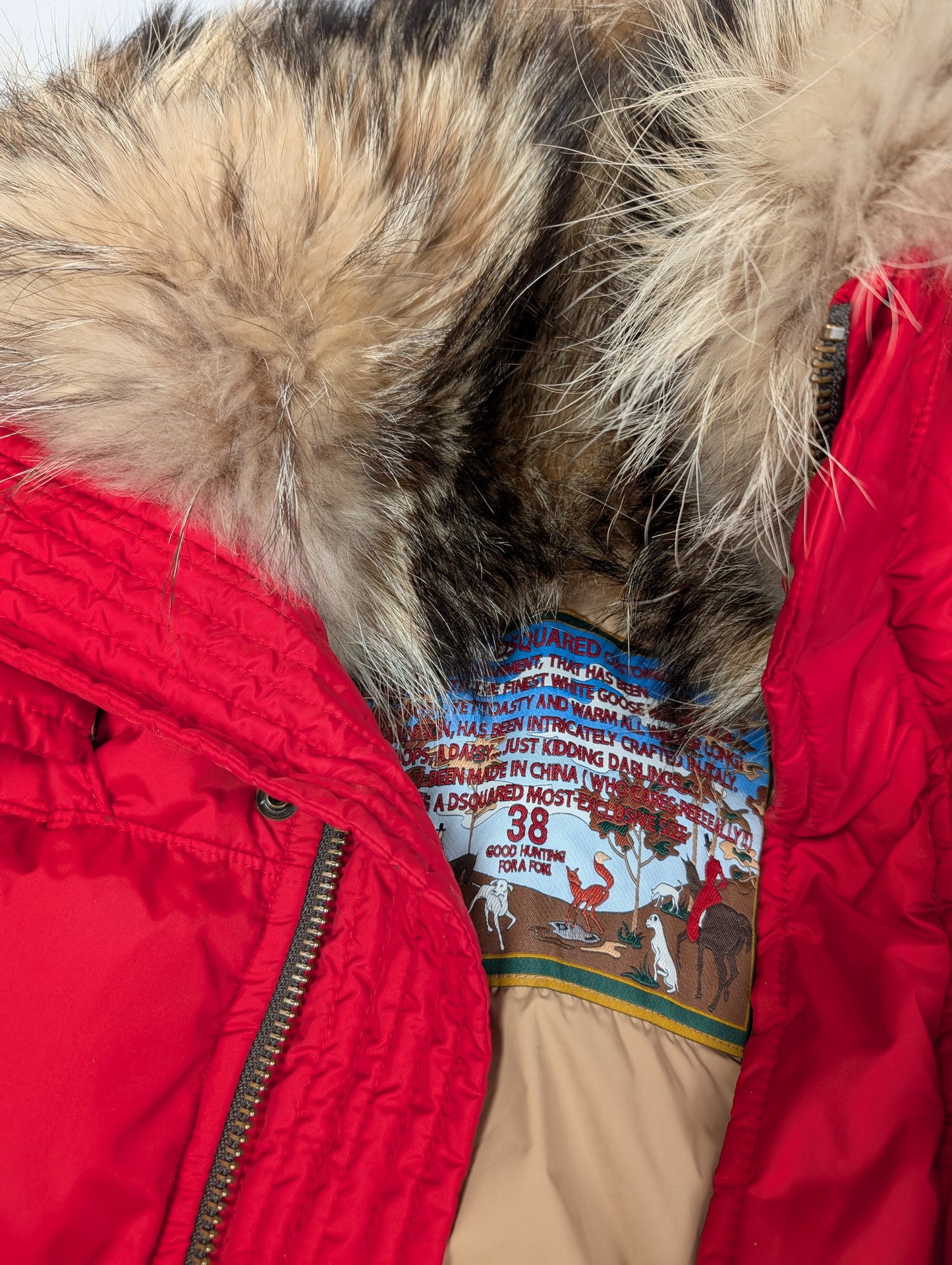 Doudoune courte Dsquared2 fourrure rouge