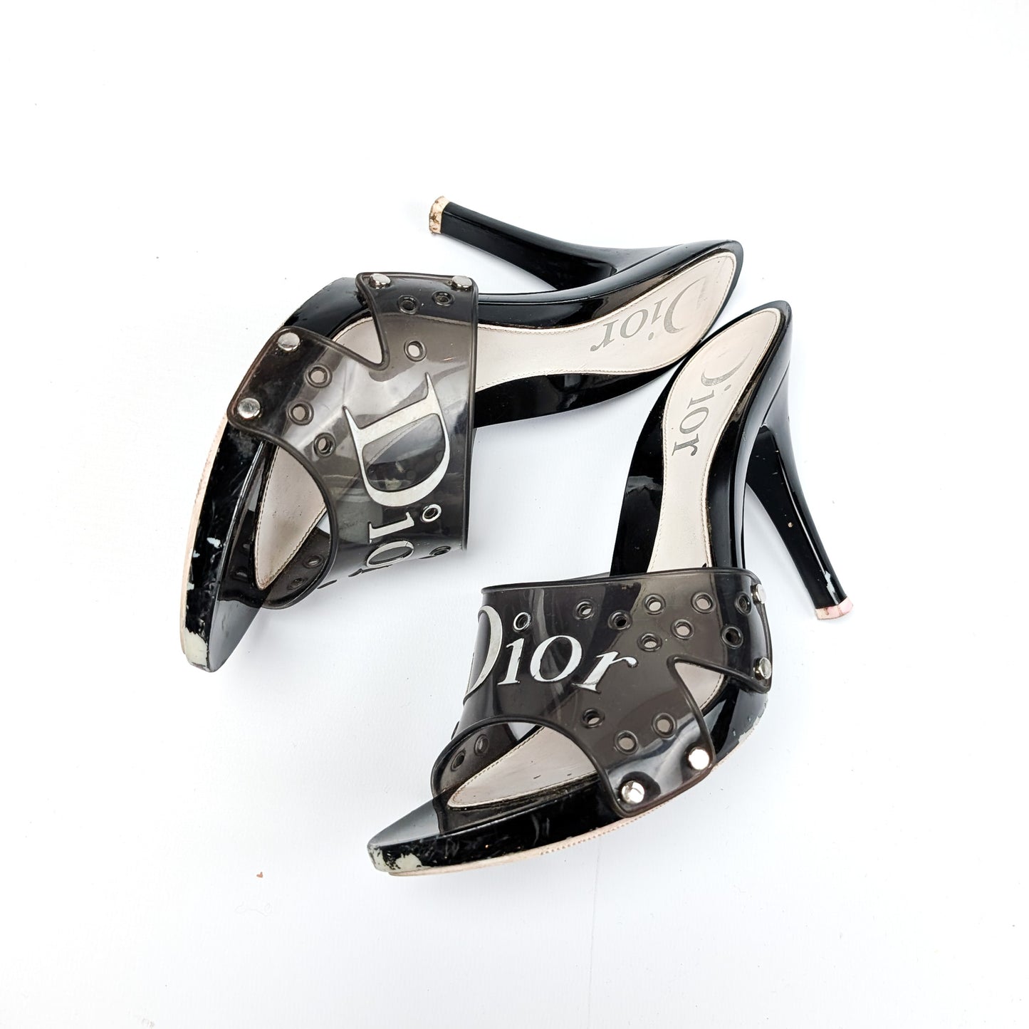 Dior White and Black Jelly Mules by Galliano - EU38|5UK|7US