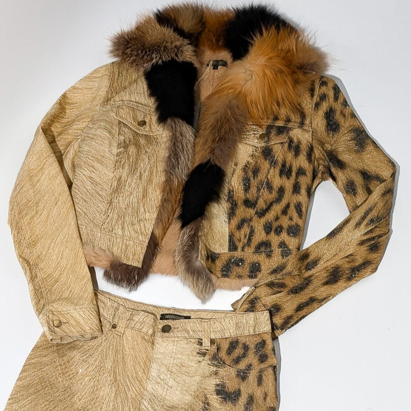Veste Roberto Cavalli léopard fourrure