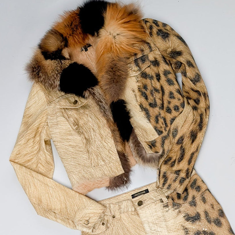 Veste Roberto Cavalli léopard fourrure