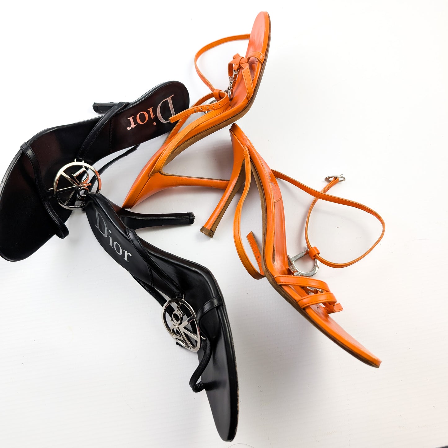 Sandales "logo" orange Dior par Galliano - EU38|5UK|7US
