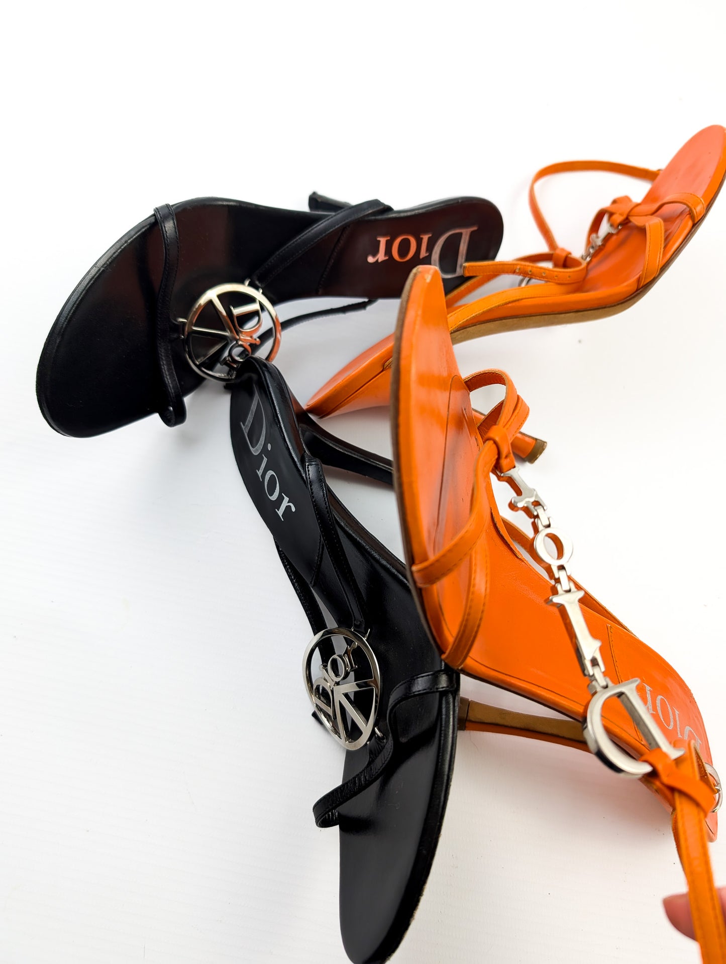 Sandales "logo" orange Dior par Galliano - EU38|5UK|7US