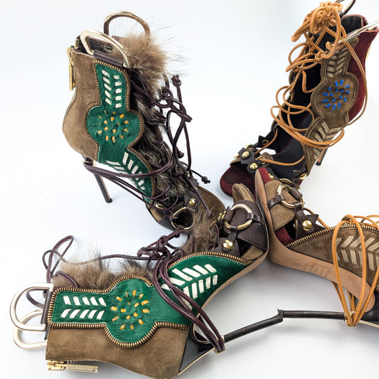 Dsquared2 fur gladiator sandals - EU39|6UK|8US