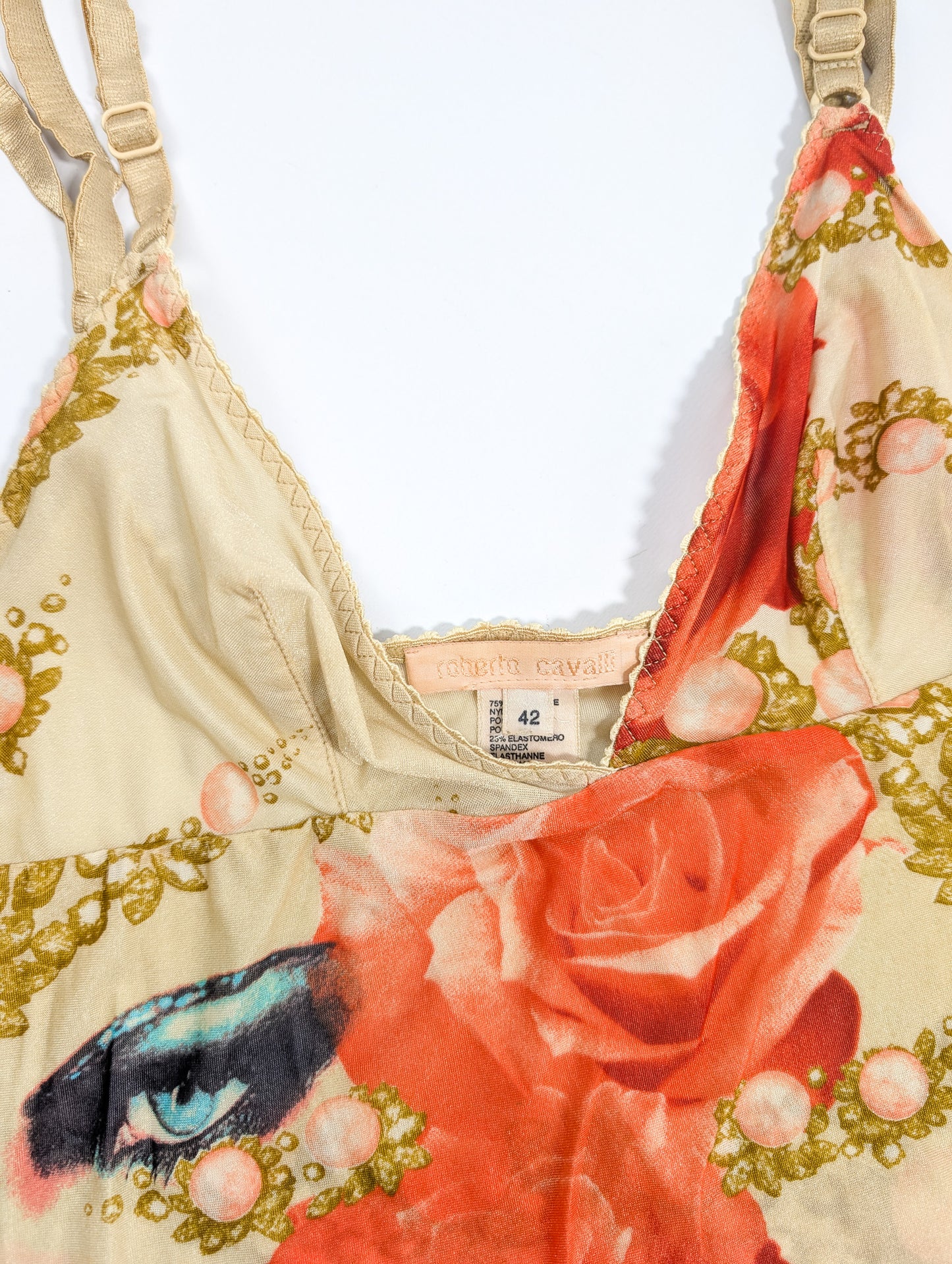 Top en mesh Roberto Cavalli visage Elizabeth Taylor - S/S 2001