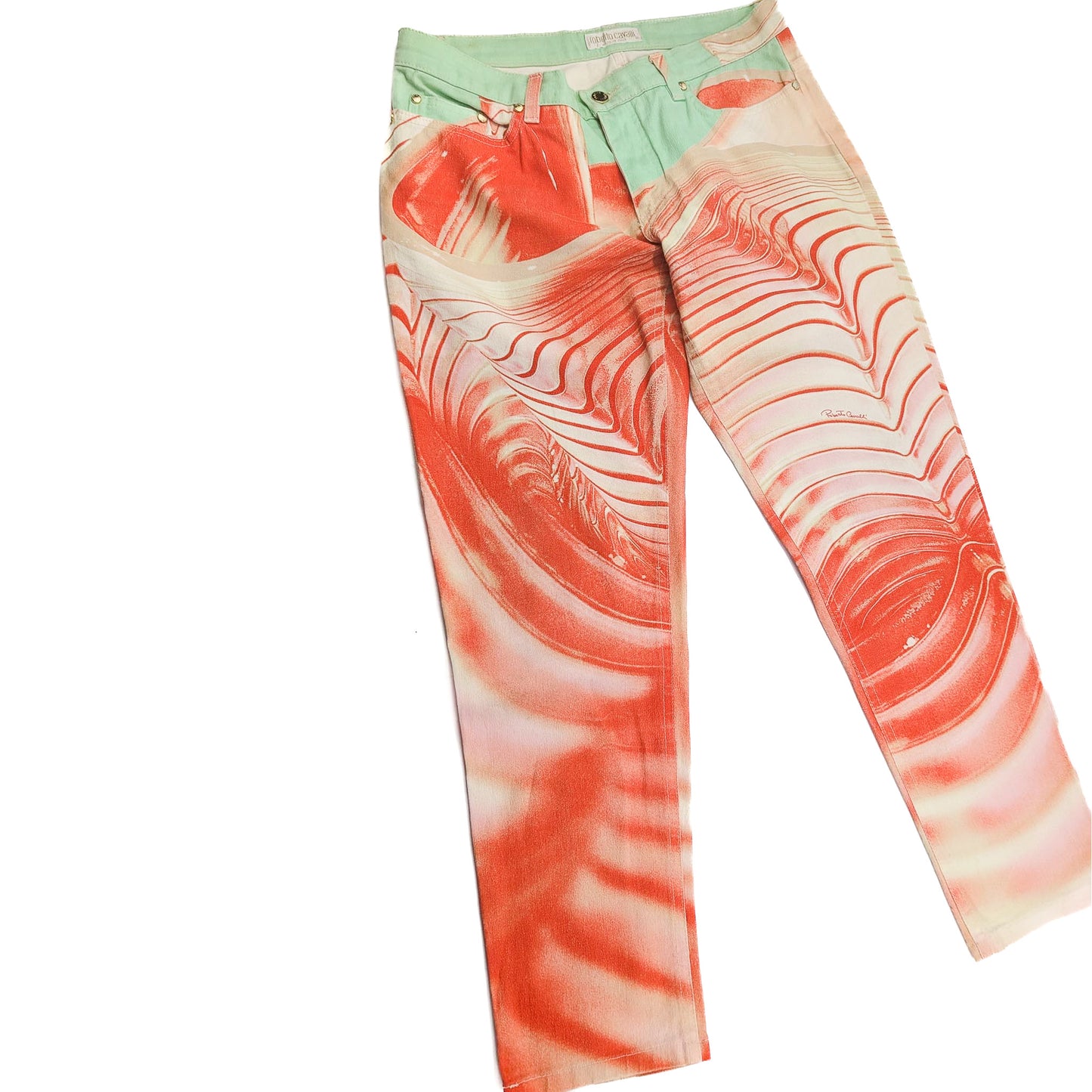 Pantacourt imprimé abstrait orange Roberto Cavalli - M/L