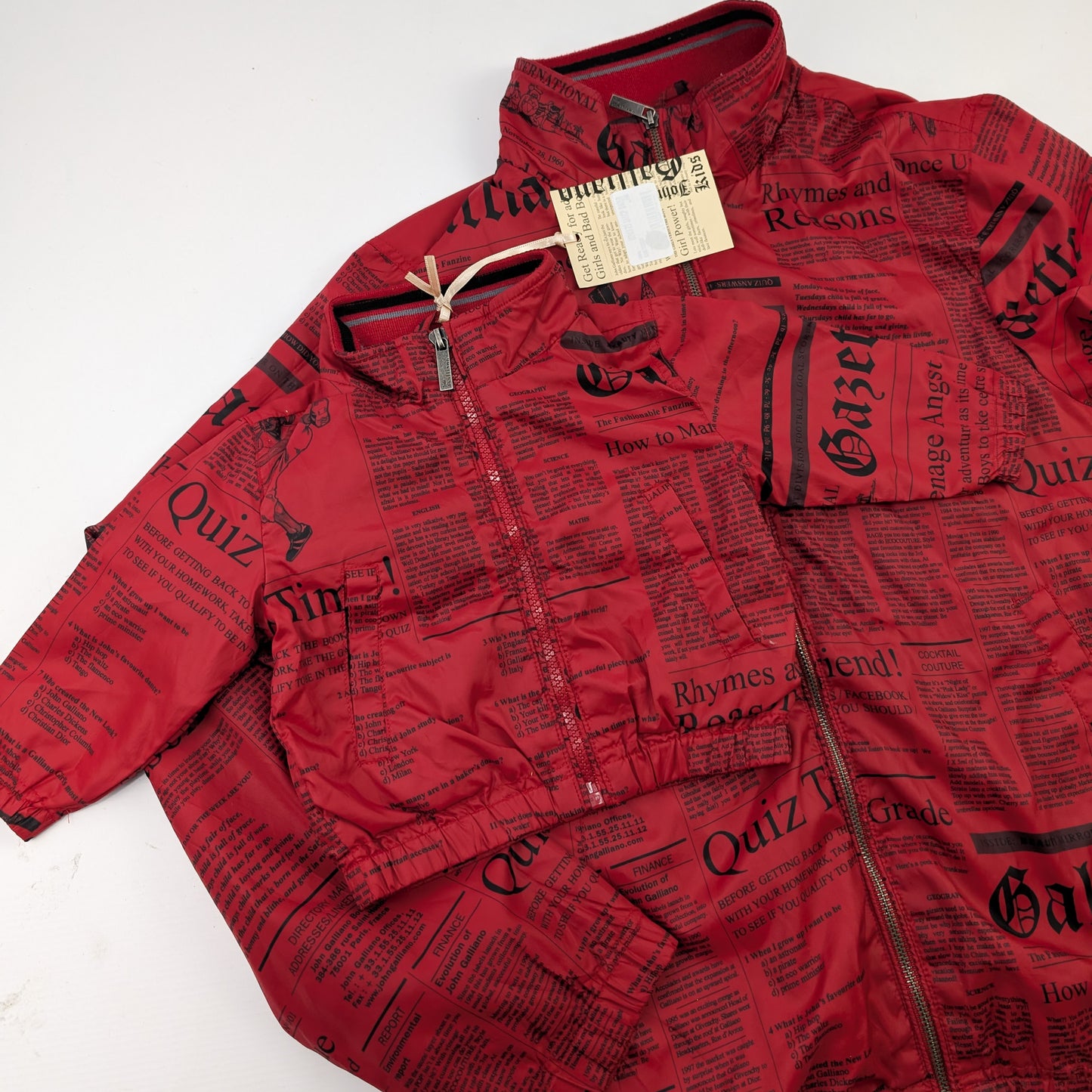 John Galliano jacket with "newspaper" monogram