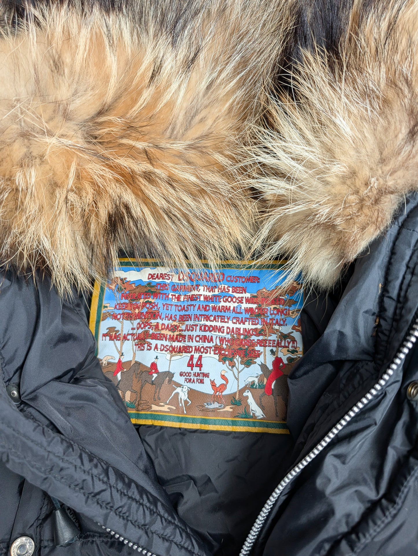 Doudoune courte Dsquared2 fourrure noir