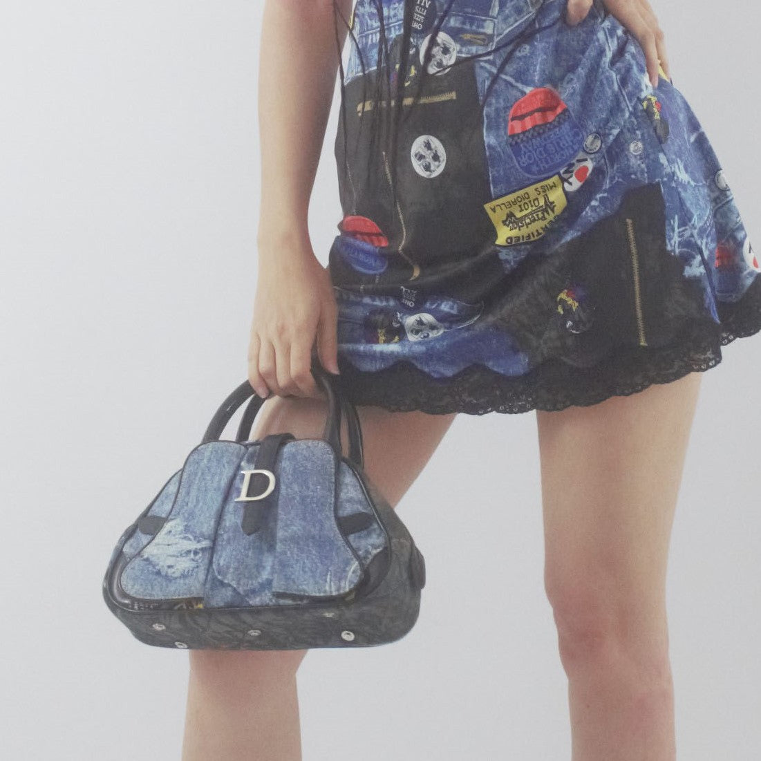 Sac mini Saddle Bowler Denim Dior par Galliano