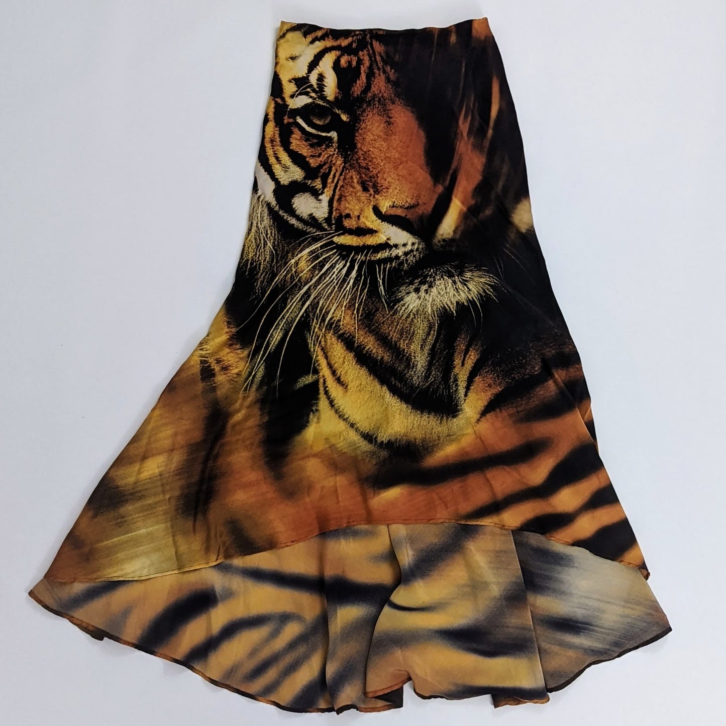 Jupe Roberto Cavalli en soie ornée d'un imprimé tête de tigre - A/W 2000 - S