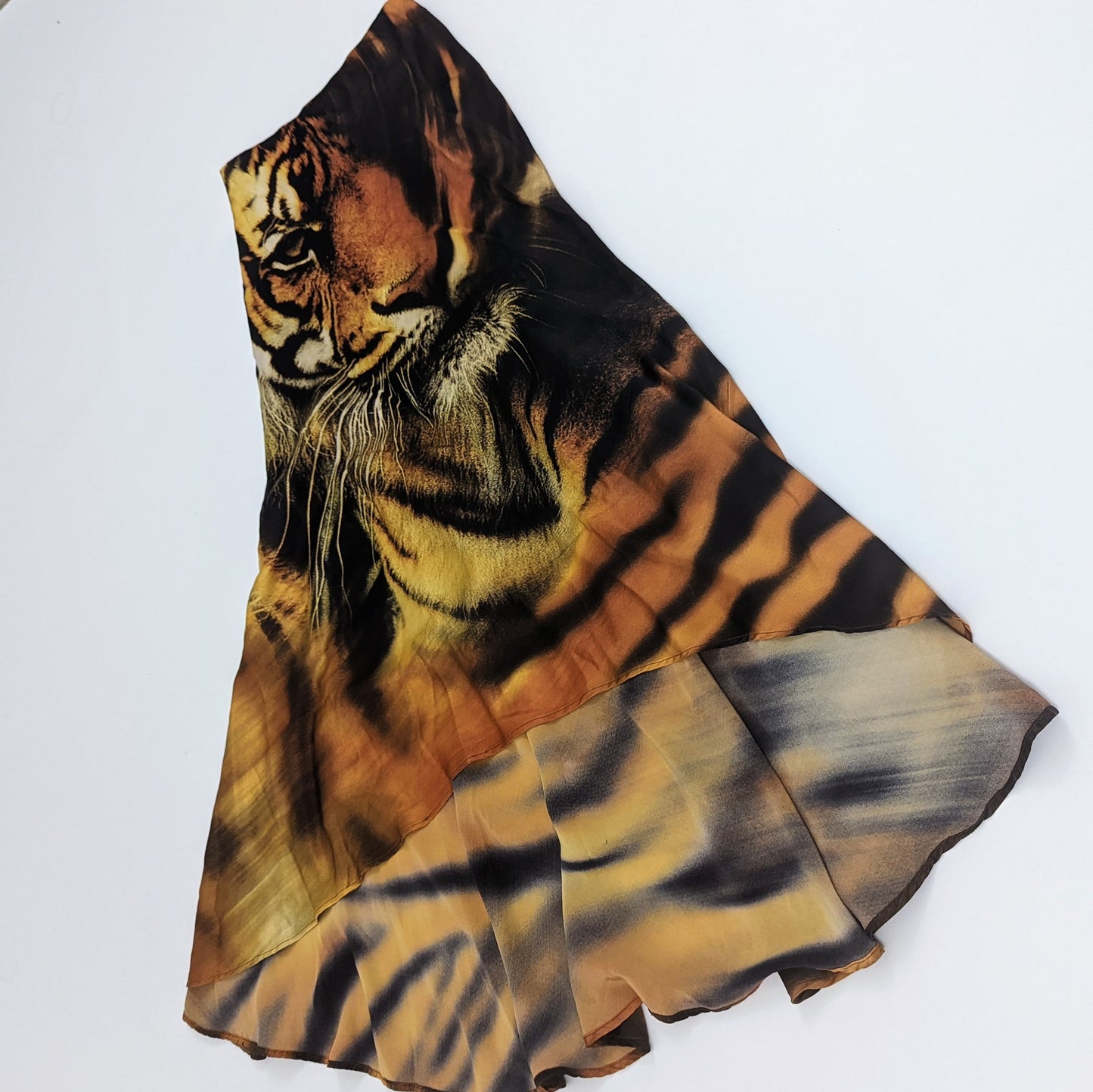 Jupe Roberto Cavalli en soie ornée d'un imprimé tête de tigre - A/W 2000 - S