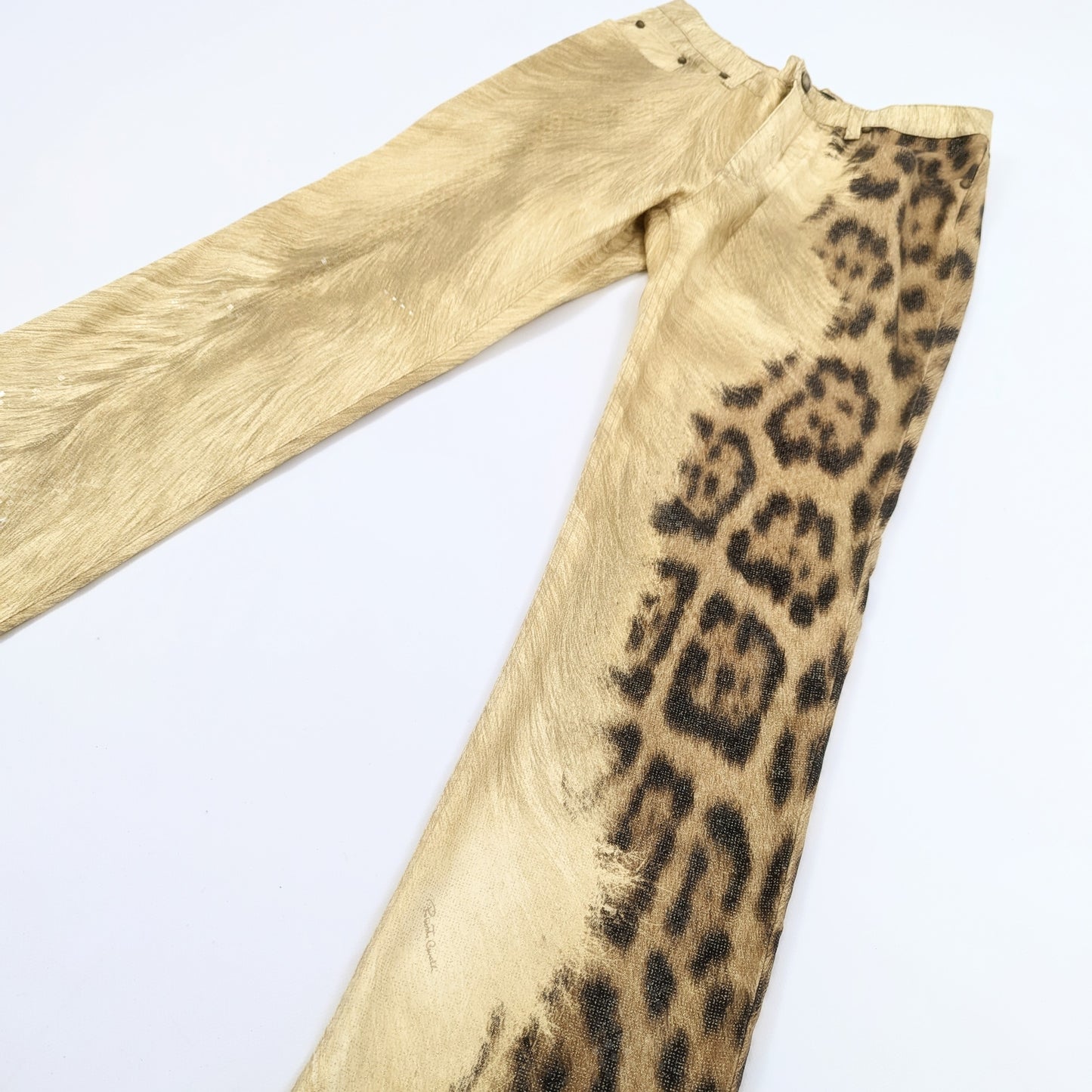 Pantalon jeans scintillant Roberto Cavalli léopard - L