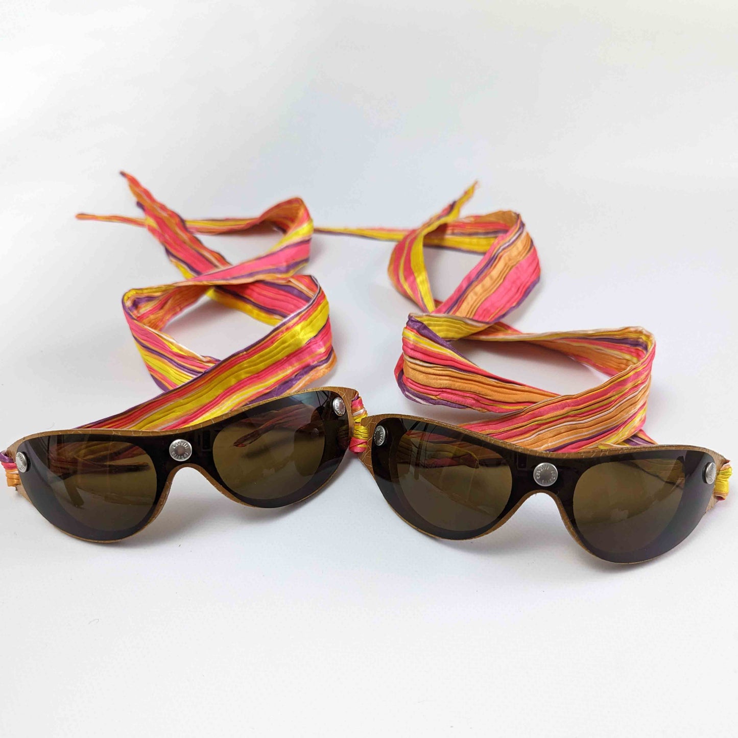 Lunettes de soleil en cuir et tissu multicolore Roberto Cavalli
