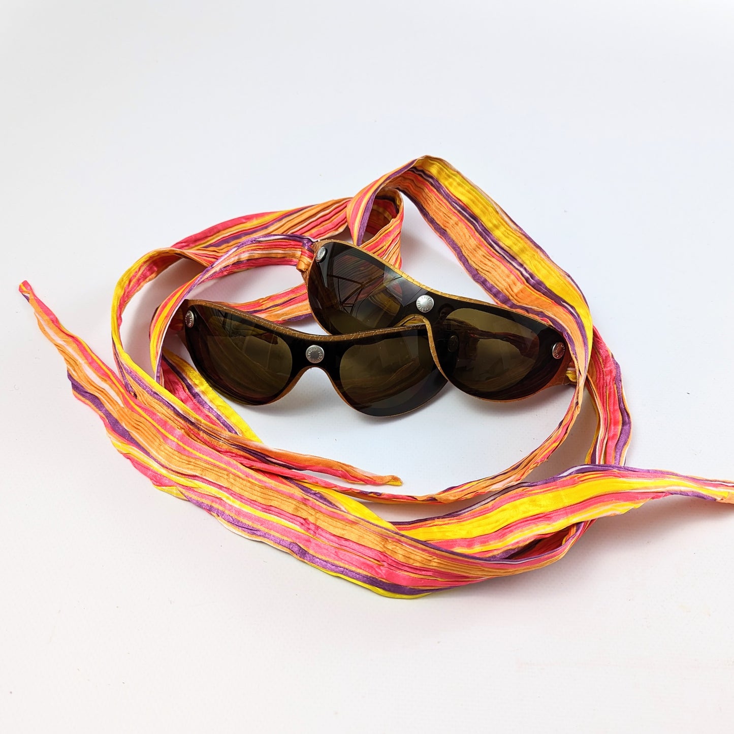 Lunettes de soleil en cuir et tissu multicolore Roberto Cavalli