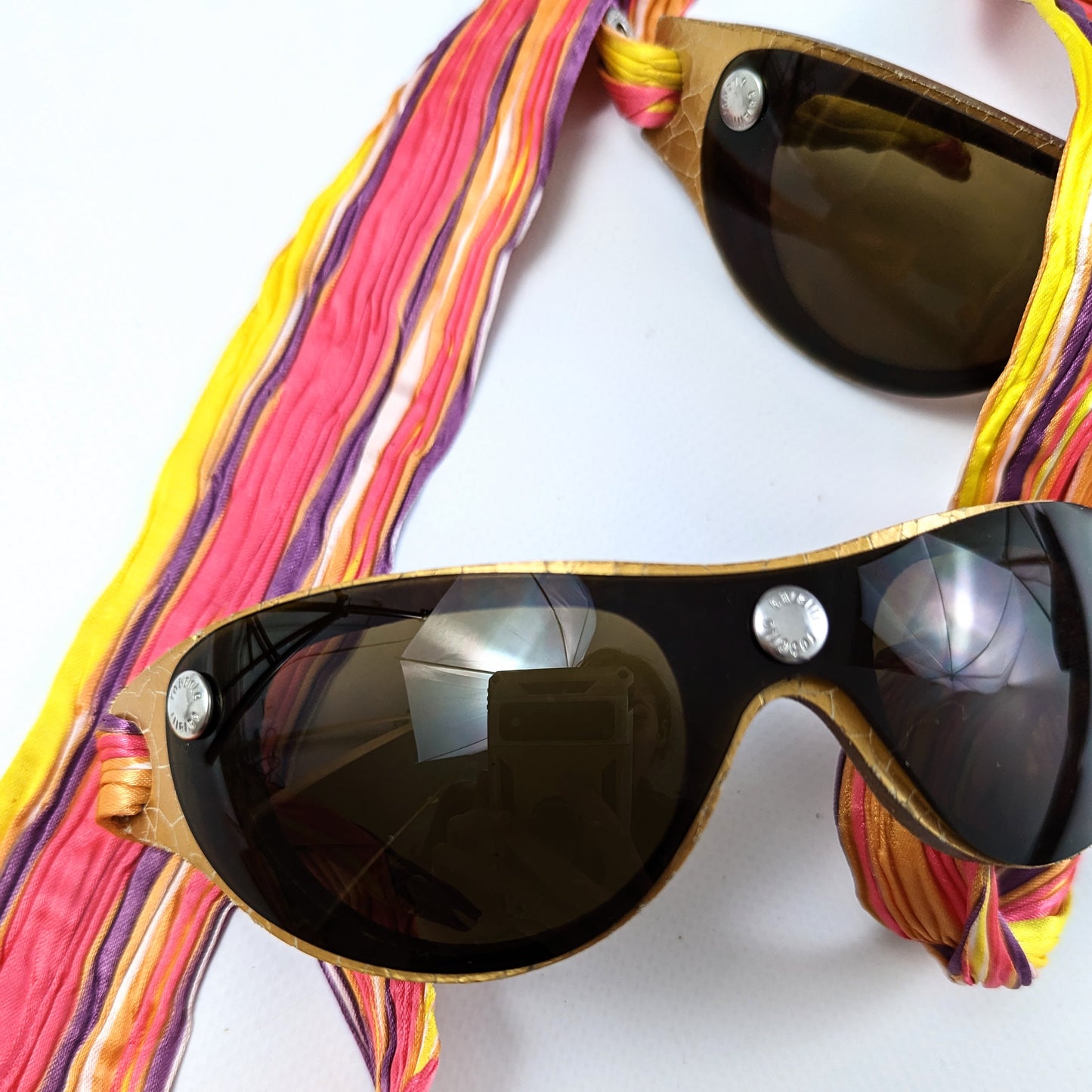 Lunettes de soleil en cuir et tissu multicolore Roberto Cavalli