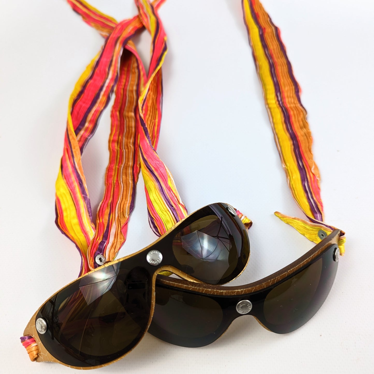 Lunettes de soleil en cuir et tissu multicolore Roberto Cavalli