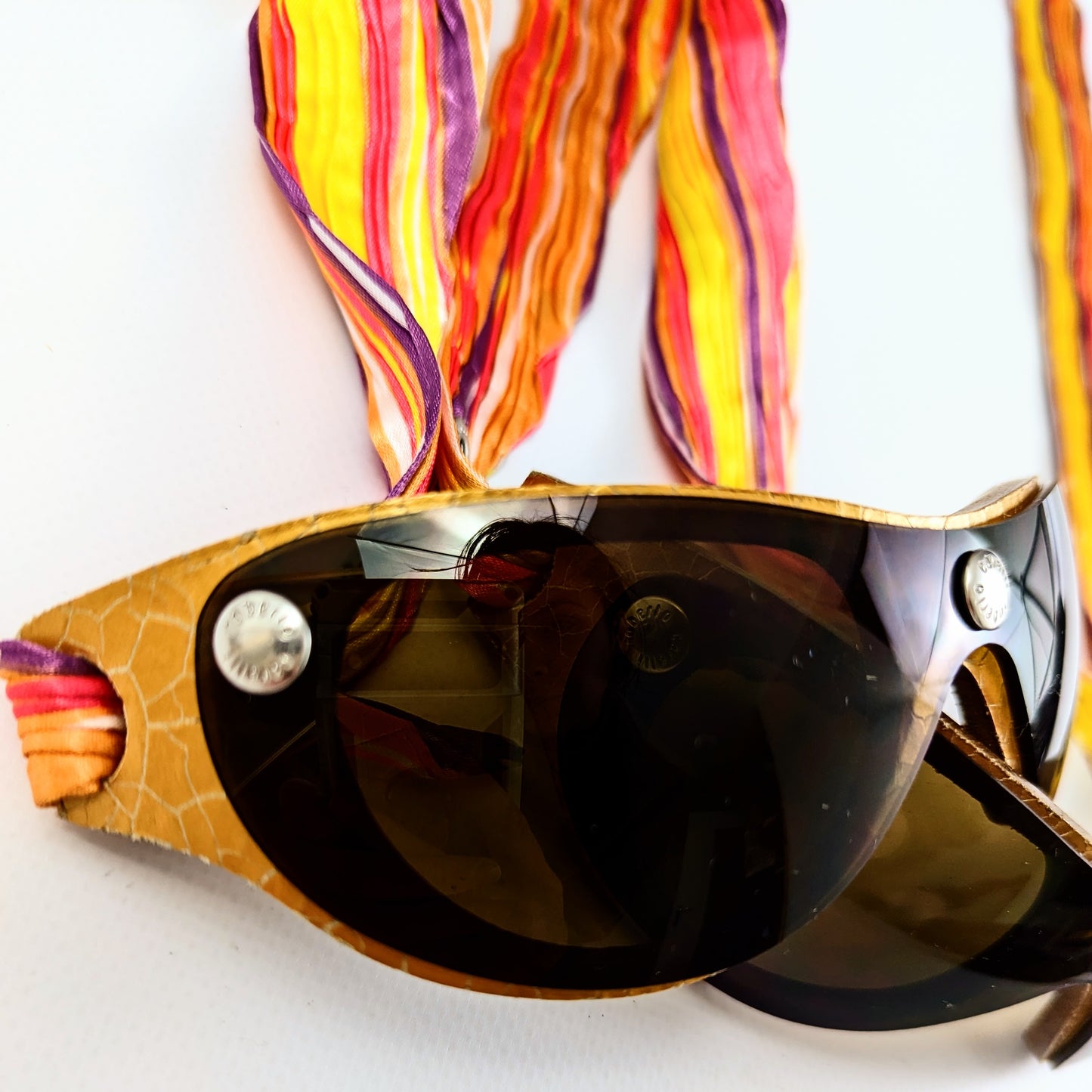 Lunettes de soleil en cuir et tissu multicolore Roberto Cavalli