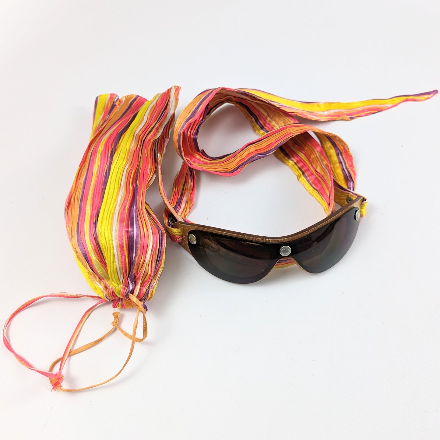 Lunettes de soleil en cuir et tissu multicolore Roberto Cavalli