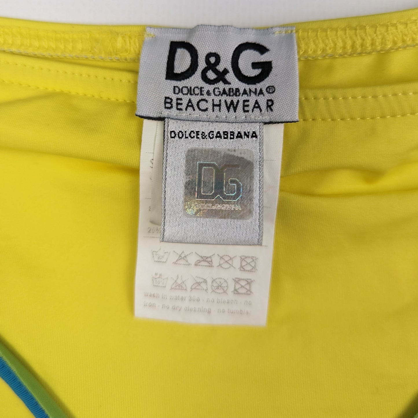 Maillot de bain 2 pièces Dolce & Gabbana jaune avec logo S/M