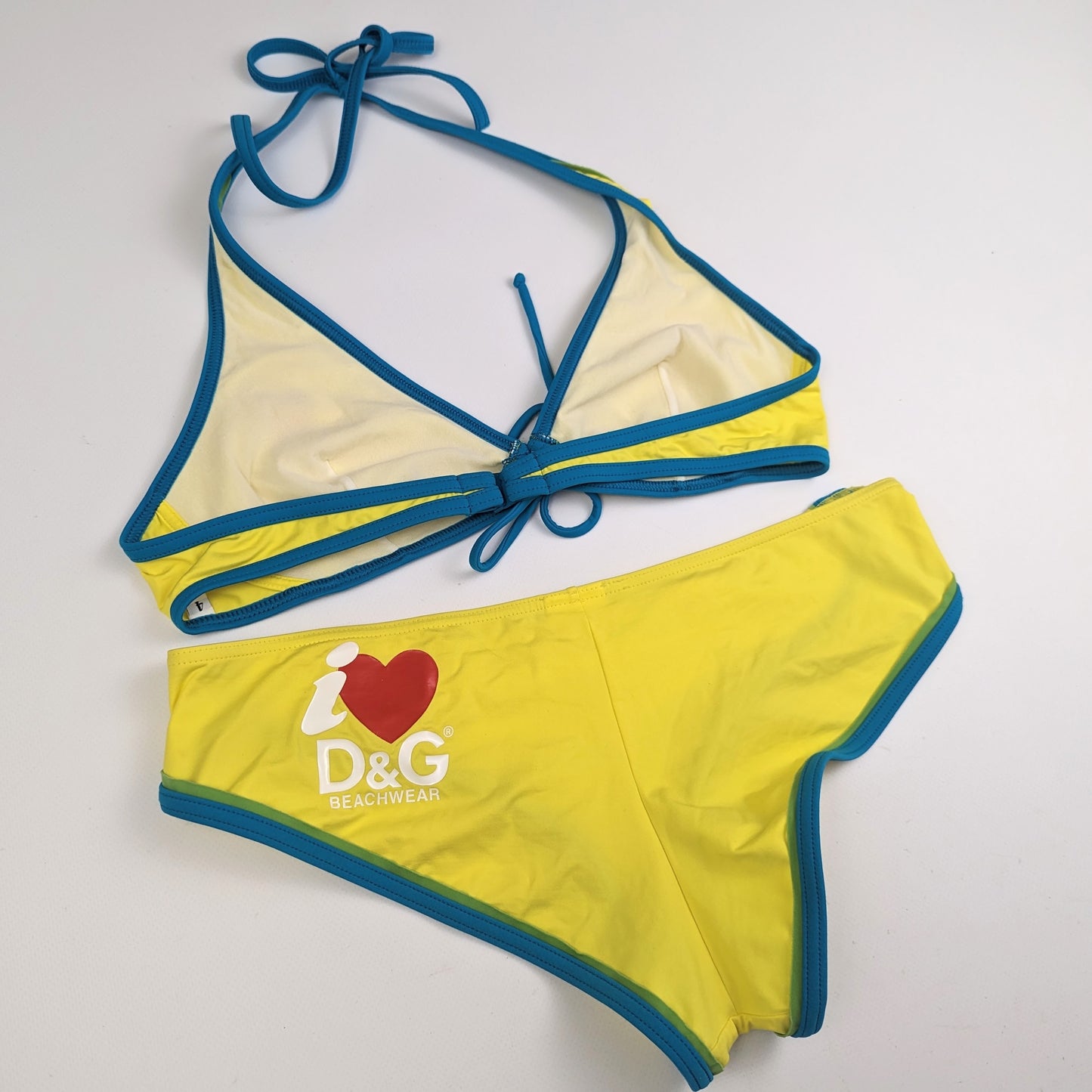 Maillot de bain 2 pièces Dolce & Gabbana jaune avec logo S/M