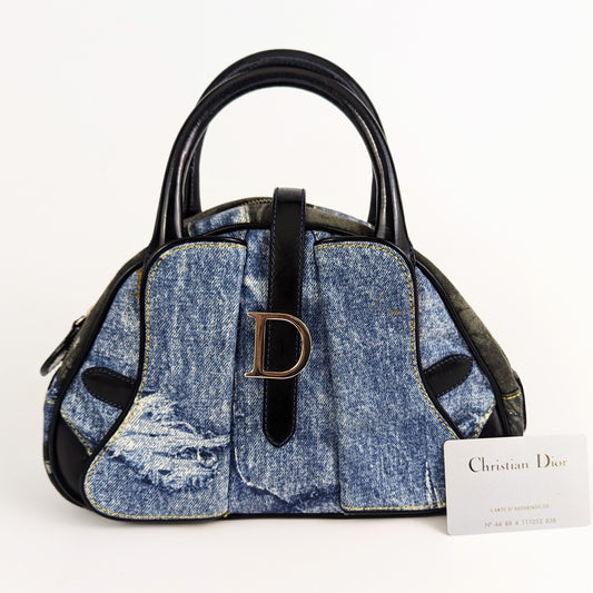 Sac mini Saddle Bowler Denim Dior par Galliano