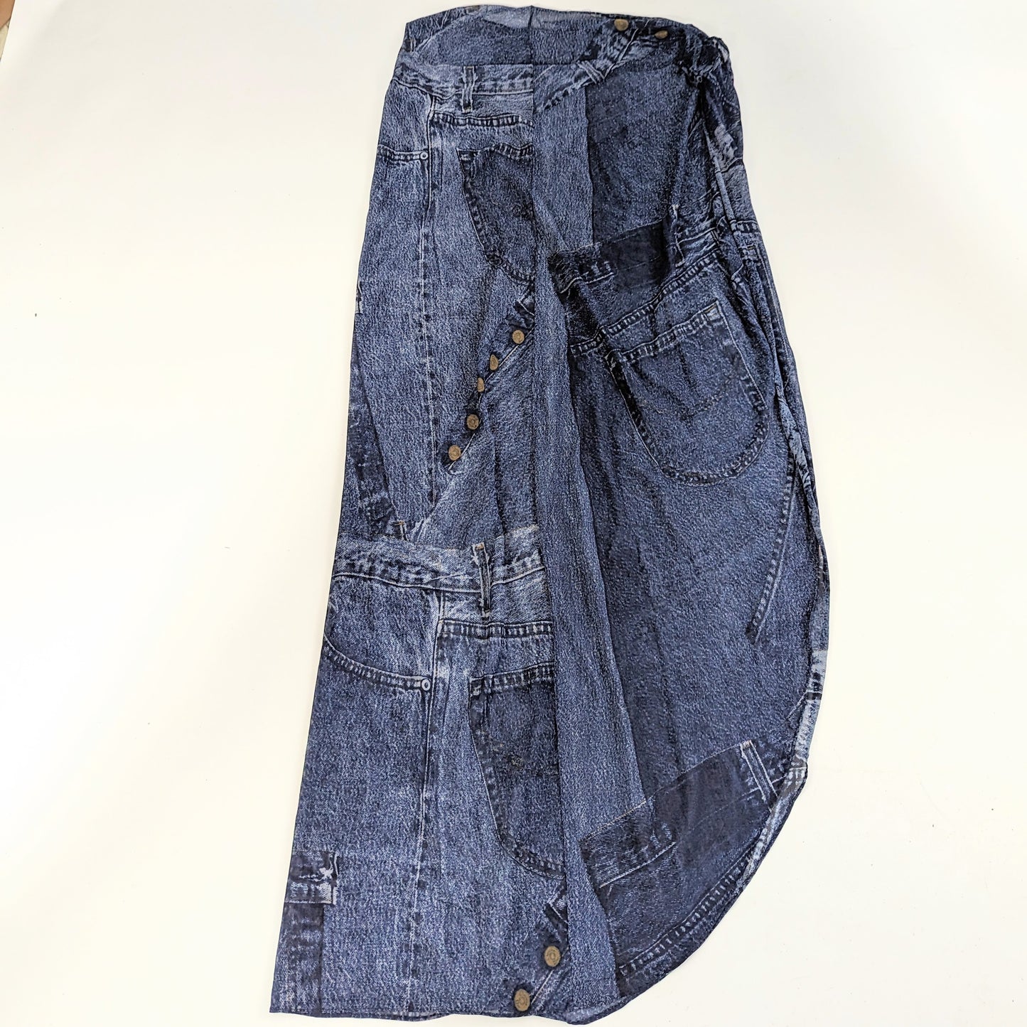 Paréo jupe Dior par Galliano à imprimé trompe l'œil denim jeans - S/S2000