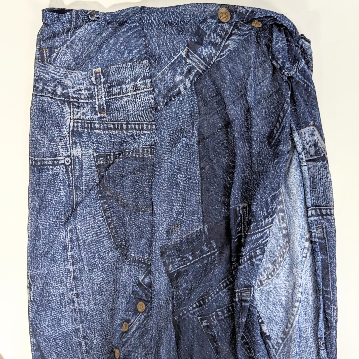 Paréo jupe Dior par Galliano à imprimé trompe l'œil denim jeans - S/S2000