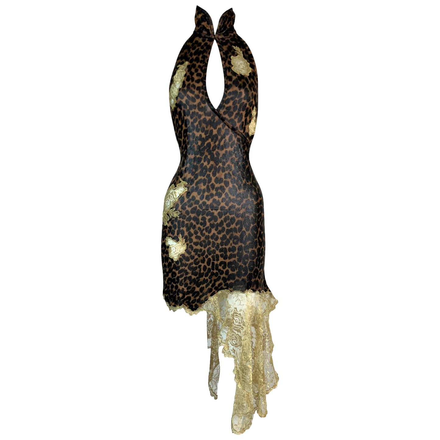 Robe Shiny Leopard ornée de dentelle Dior par Galliano F/W 2000 - S