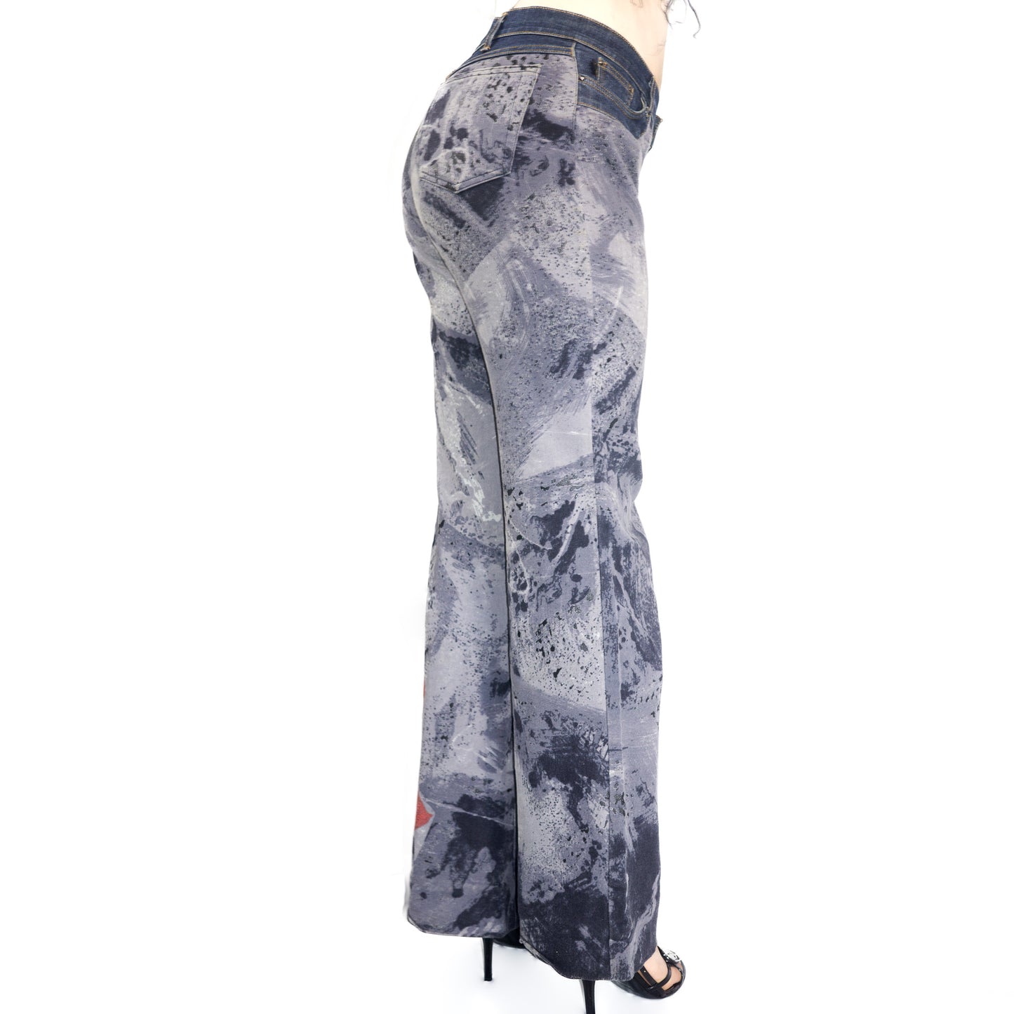 Jeans pantalon motif abstrait et fleur Cavalli - S