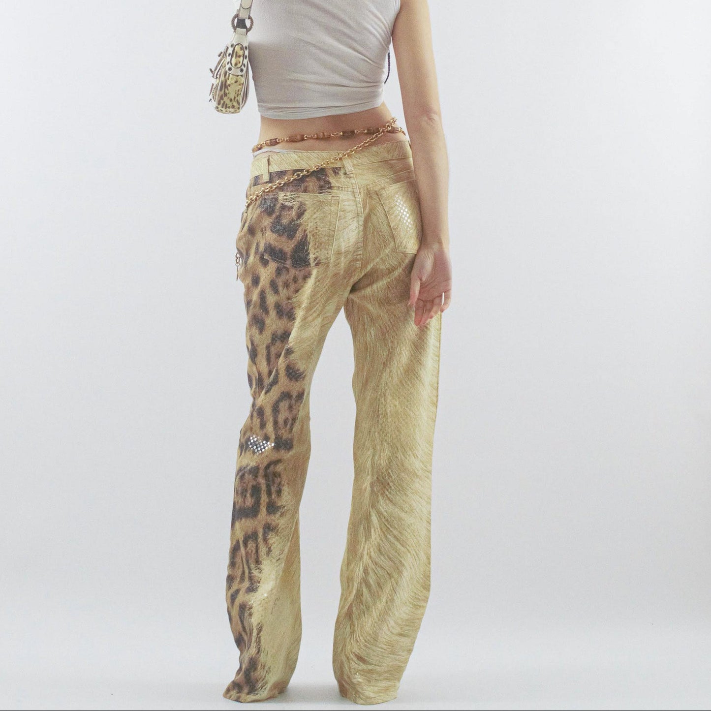 Pantalon jeans scintillant Roberto Cavalli léopard - M