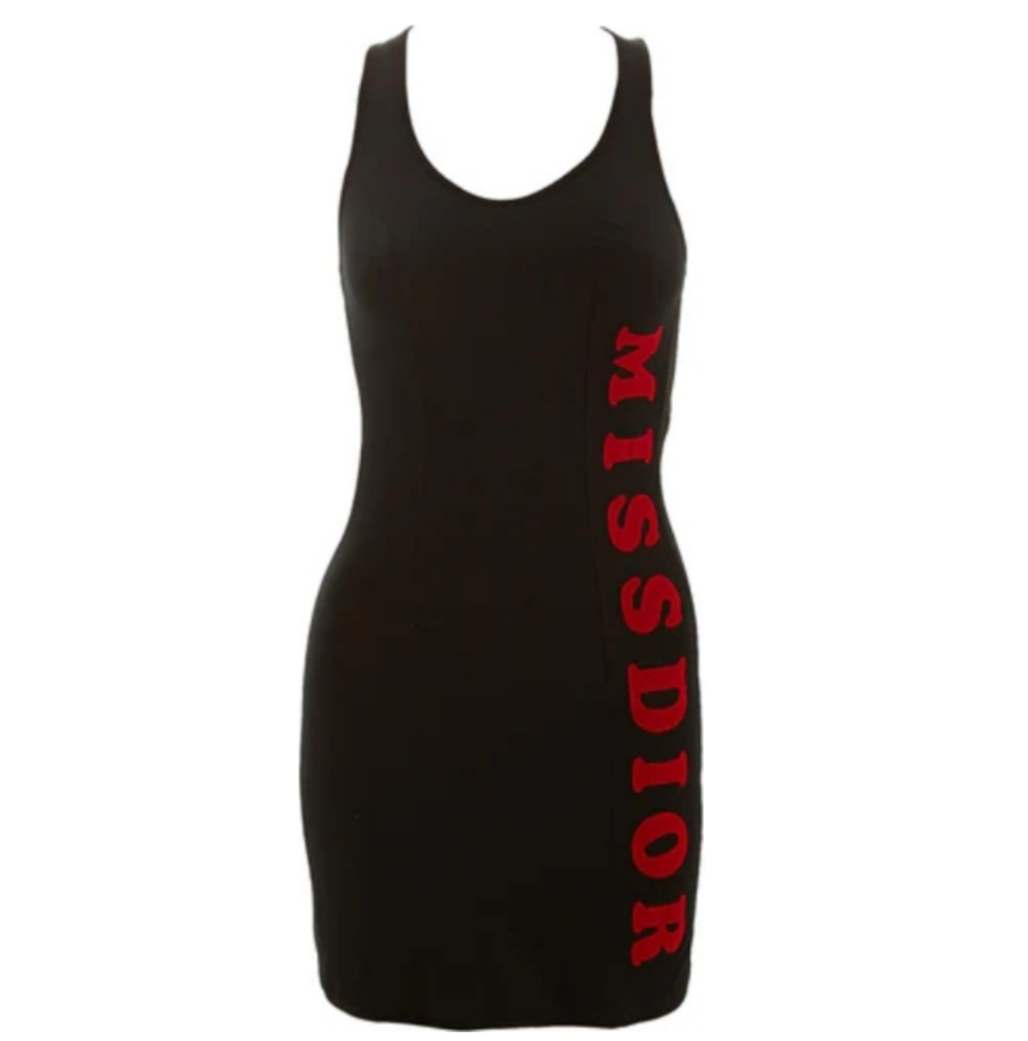 black dior mini dress Straight-Cut Short Dress Black and White Houndstooth Virgin Wool Blend