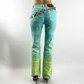 Jeans Cavalli Imprimé nuage vert et bleu - S