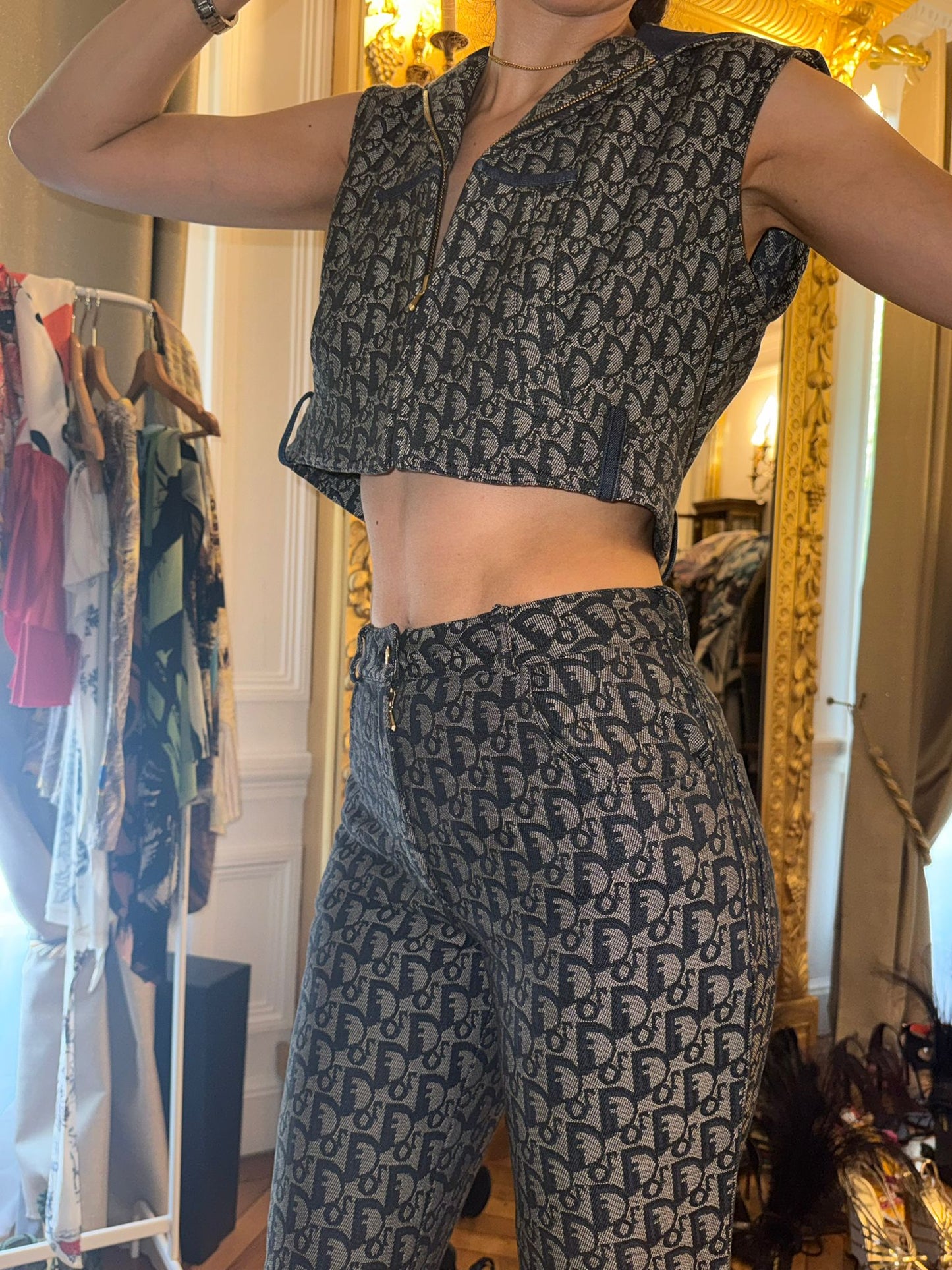 Ensemble pantalon et veste Dior monogramme Dior par Galliano - S/S2000