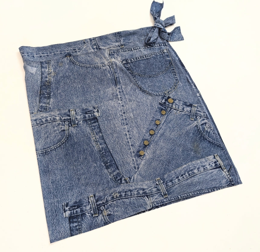 Paréo jupe à imprimé trompe l'œil denim jeans Dior par Galliano - S/S2000