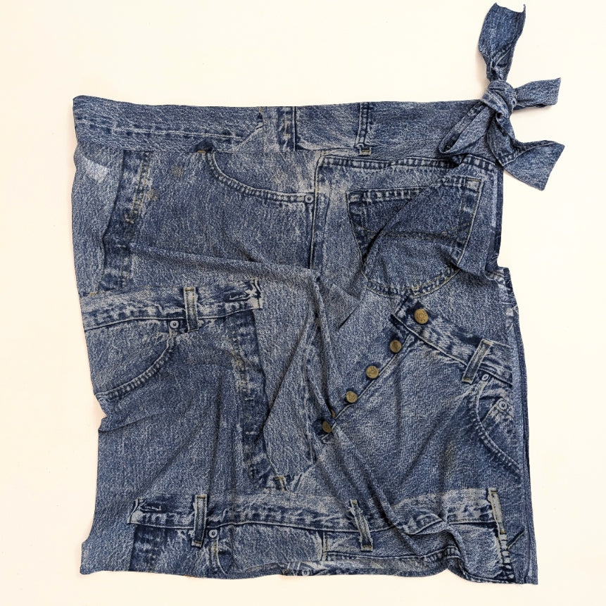 Paréo jupe à imprimé trompe l'œil denim jeans Dior par Galliano - S/S2000