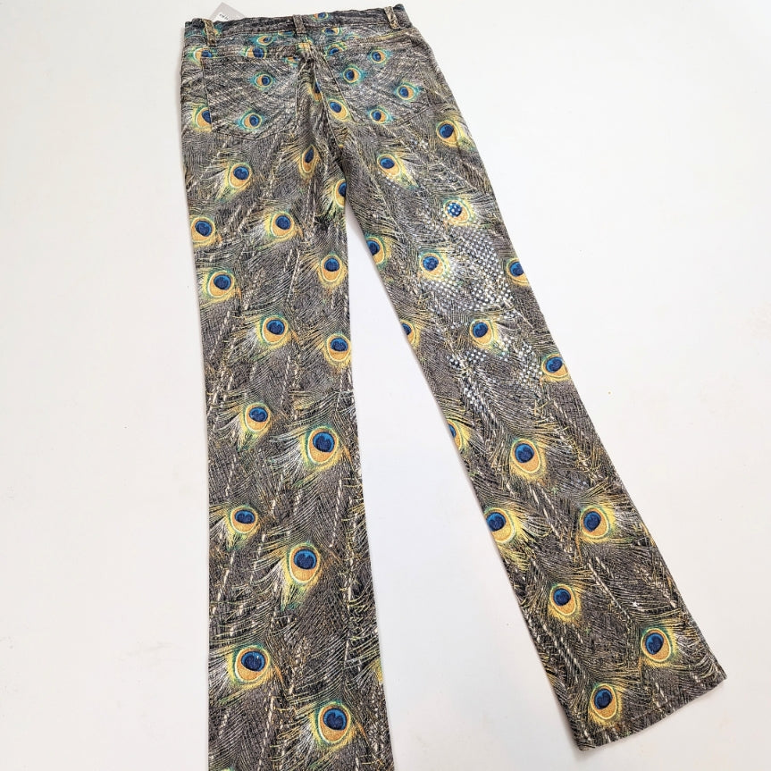 Roberto Cavalli sparkly paen pattern jeans -S