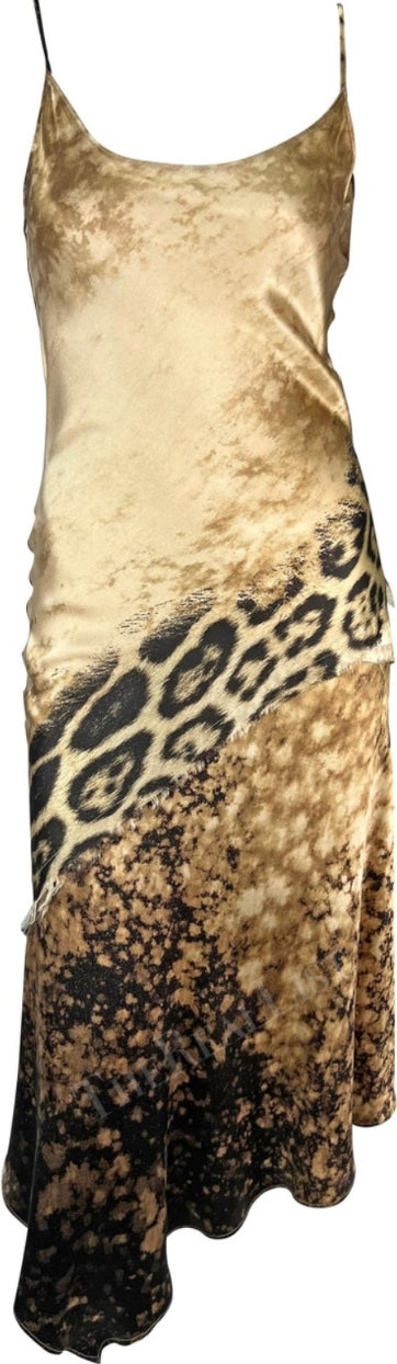 Roberto Cavalli Washed leopard silk dress F/W 2001- S