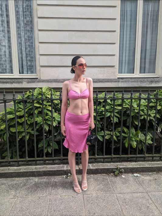 Ensemble maillot et jupe rose