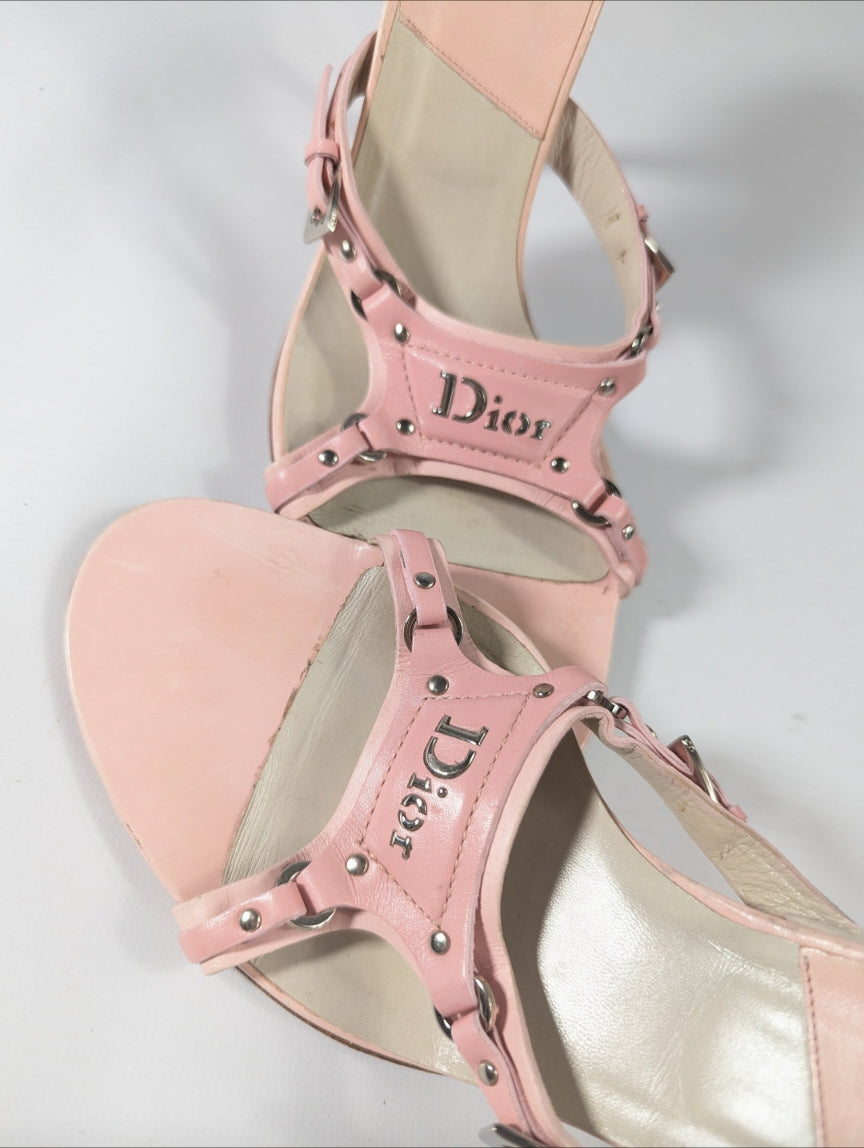 Mules à talon rose Dior par Galliano Collection Bondage F/W 2003 - EU40|7UK|9US