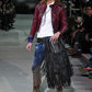 Dsquared2 Burgundy Lace-Up Leather Jacket