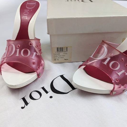 Mules Jelly blanche et bordeau Dior par Galliano -  EU39,5|6,5UK|8,5US