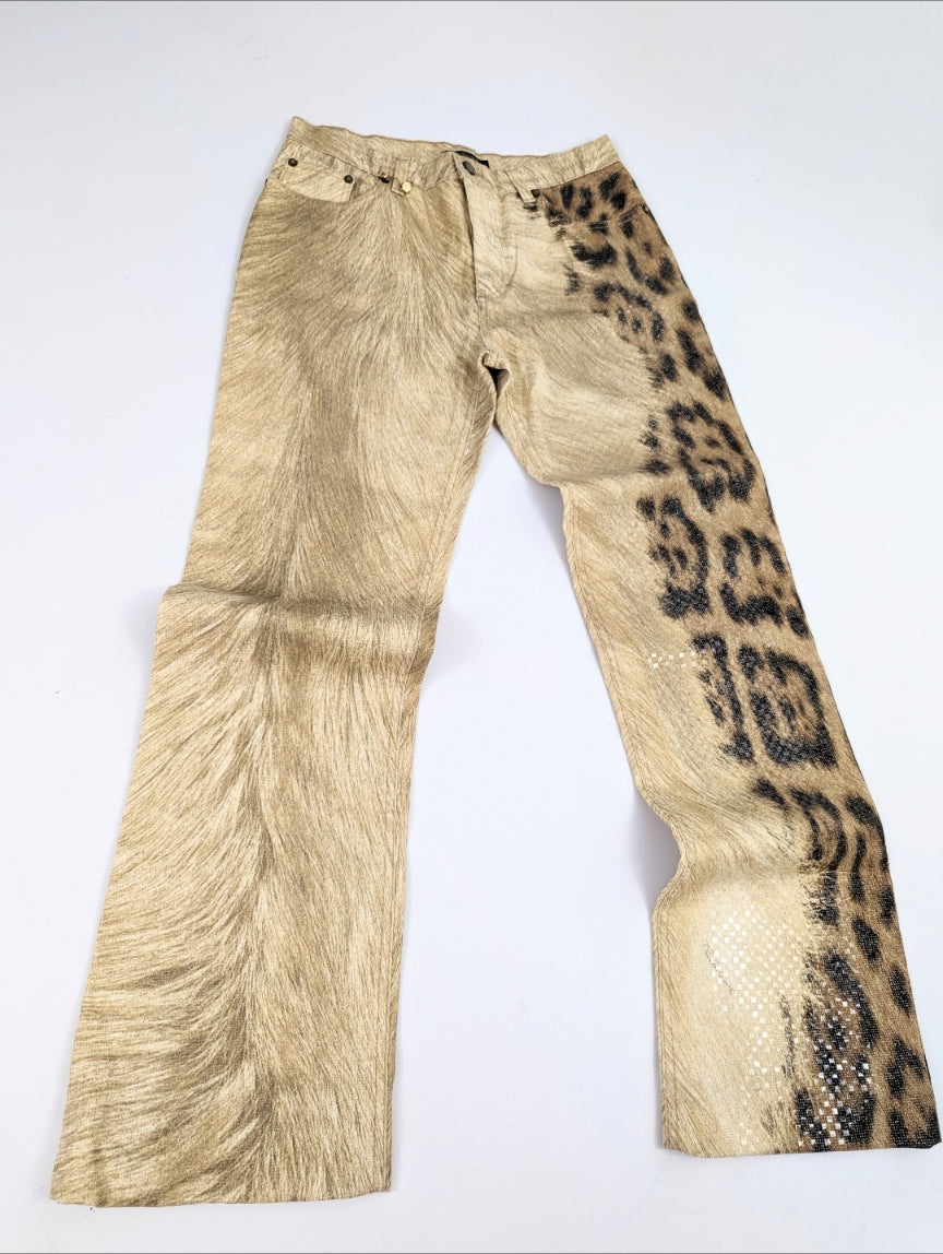 Roberto Cavalli glittering leopard jeans pants -M