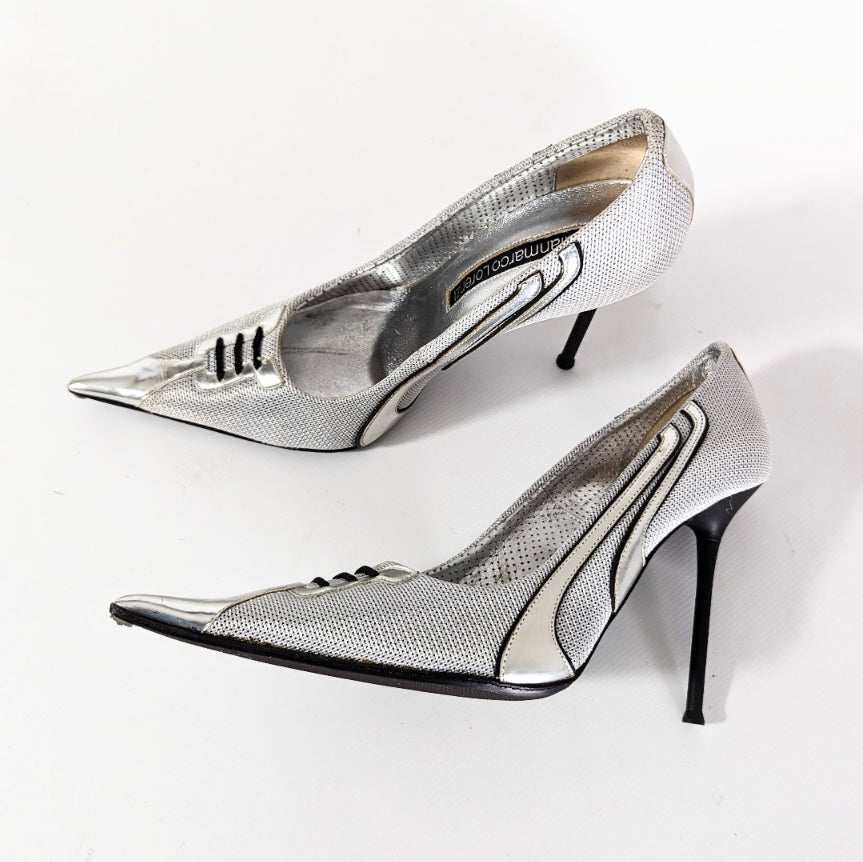 Gianmarco Lorenzi silver and black pump - FR37 | UK4| US5.5