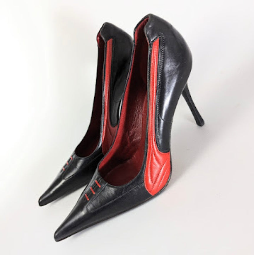 Escarpin Gianmarco Lorenzi noir et rouge - EU39,5|6,5UK|8,5US