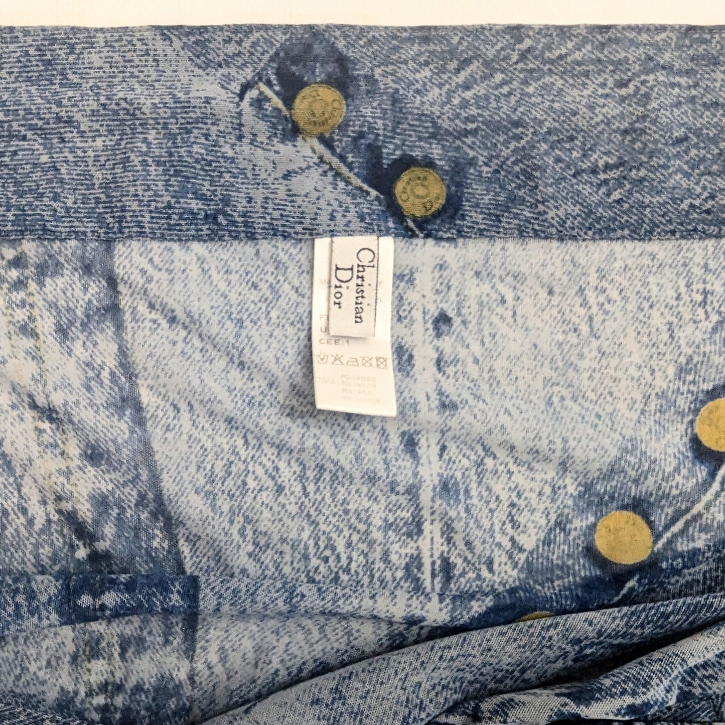 Paréo jupe à imprimé trompe l'œil denim jeans Dior par Galliano - S/S2000