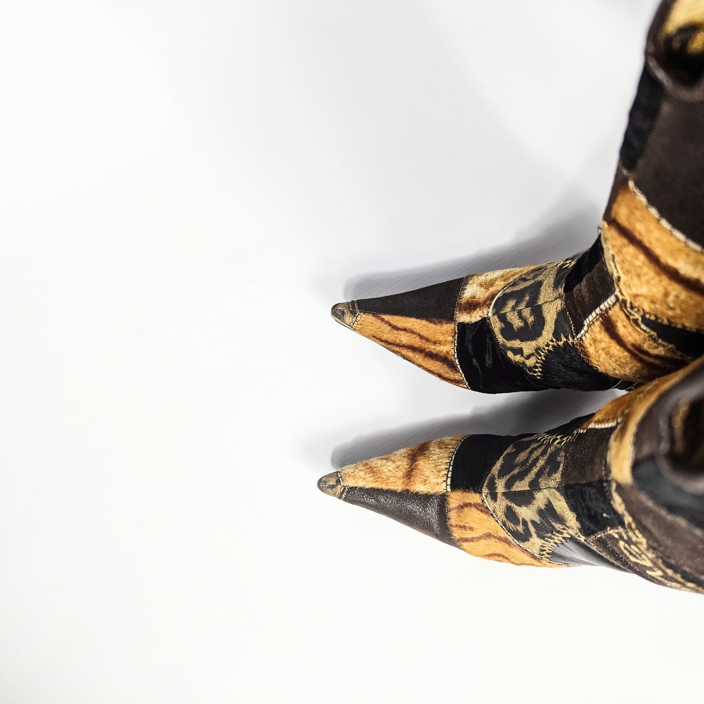 Bottes Roberto Cavalli en patchwork cuir et fourrure - EU38 |  UK5 | US6,5